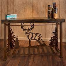 Wood Metal Buck Scene Sofa Table