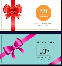 Gift Voucher Templates Colored Ribbon Decoration Free Vector