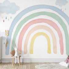 Watercolor Rainbow Wall Mural Colorful
