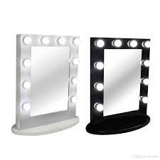 Hollywood Tabletops Makeup Lighted Mirror Vanity Light With Dimmer Aluminum Frame Stage Beauty Mirror Free 12 Led Bulbs Mirrors For Bathrooms Mirrors With Lights From Wintochic 294 22 Dhgate Com
