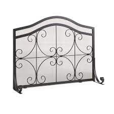 Small Crest Flat Guard Fireplace Screen Black One Size