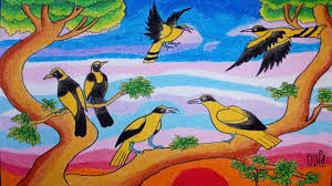 Mandala membantu menciptakan keseimbangan, gambar mewarnai . Cara Menggambar Burung Kepodang Dengan Crayon Oil Pastel Gambar Burung Pastel Cara Menggambar
