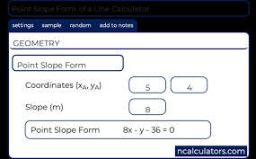 Point Slope Equation Calculator On