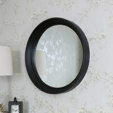 Large Black Round Wall Mounted Mirror