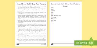 Two Step Word Problems For Second Grade