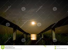 Moonlight Landscape Stock Photo Image Of Walkway Rail