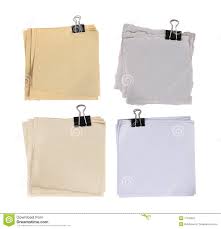 4 Different Type Of Paper Attached By Paper Clip Stock Image