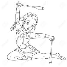 If you want colored picture to print then click print link for color. Colouring Page Cute Cartoon Girl Practicing Rhythmic Gymnastic Royalty Free Cliparts Vectors And Stock Illustration Image 134475201