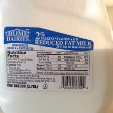 reduced fat milk and nutrition facts