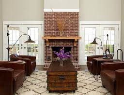 what goes with a redbrick fireplace