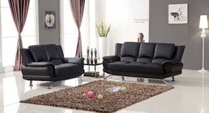 milano modern leather sofa set black