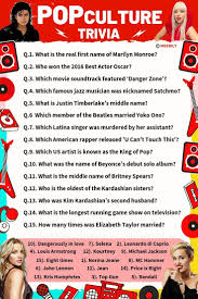 Download the 80s music trivia questions and answers. Pop Culture Trivia Questions Answers Meebily