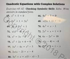 Solved Quadratic Equations With Complex