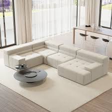 white velvet modular sectional sofa