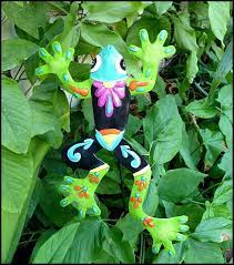 Frog Outdoor Garden Art Painted Metal