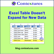 excel table doesn t expand for new data