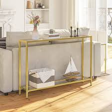 47 2 Gold Console Table Narrow