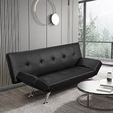 venice faux leather sofa bed in black