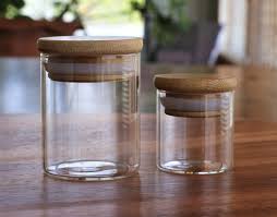 Glass Stash Jar With Air Tight Wood Lid