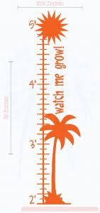 Wall Decor Plus More Wdpm4181 Palm Tree Growth Chart Vinyl Decals Beach Baby Room Nursery Wall Art Stickers 10 5x39 Inch Orange
