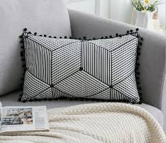 Black And White Rectangle Cushion