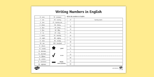 Writing Numbers In Words Worksheet Writing Numbers
