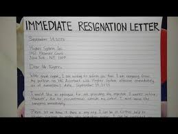 write an imate resignation letter