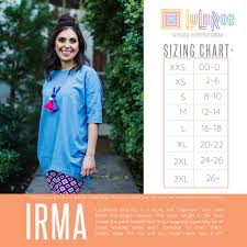 Lularoe Irma Tunic Top Size Chart See Our Current