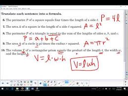 Writing Algebraic Equations Skills