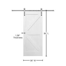 verona home design paneled manufactured wood primed k plank barn door with installation hardware kit