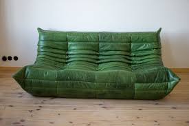 togo sofa und sessel aus grünem leder