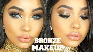 bronze glitter glam makeup tutorial