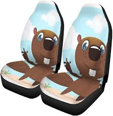 Set Of 2 Car Seat Covers Cute Funny