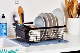 clean a dish rack in the dishwasher