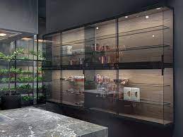 Glass Wall Cabinet With Sliding Doors