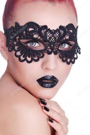 black lace mask over her eyes
