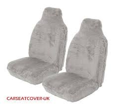 Grey Sheepskin Faux Fur Car Seat Covers
