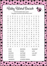 Word Search Baby Shower Game Ladybug Baby Shower Theme For