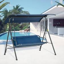 Outsunny Black Metal Patio Swing With