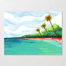 Hawaiian Palm Tree Beach Wall Art Print