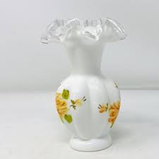 Fenton Silver Crest Vase Milk Glass