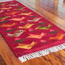 peruvian handwoven red wool rug with