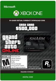 There are 6 shark cards that you can buy, the list is ordered by value for money. Grand Theft Auto Online The Bull Shark Cash Card Code 500 000 Xbox One Cash Card Xbox One Bull Shark