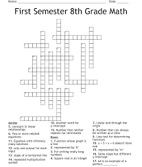 First Semester 8th Grade Math Crossword