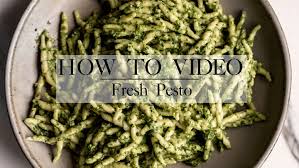 fresh pesto with trofie pasta cooking