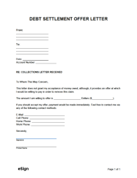 free debt settlement offer letter pdf