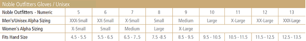 Size Chart Gloves Noble Outfitters