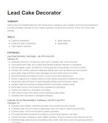 lead cake decorator resume sle