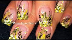 wild flower hand painted nail art
