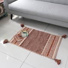 hand woven cotton geometric dhurrie rug